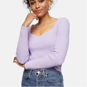 Topshop Ribbed Knit Sweetheart Lilac Sweater
